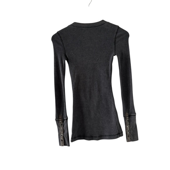 FREE PEOPLE Moto Studded Thermal Long Sleeve Top Shirt Tunic - Picture 2 of 6